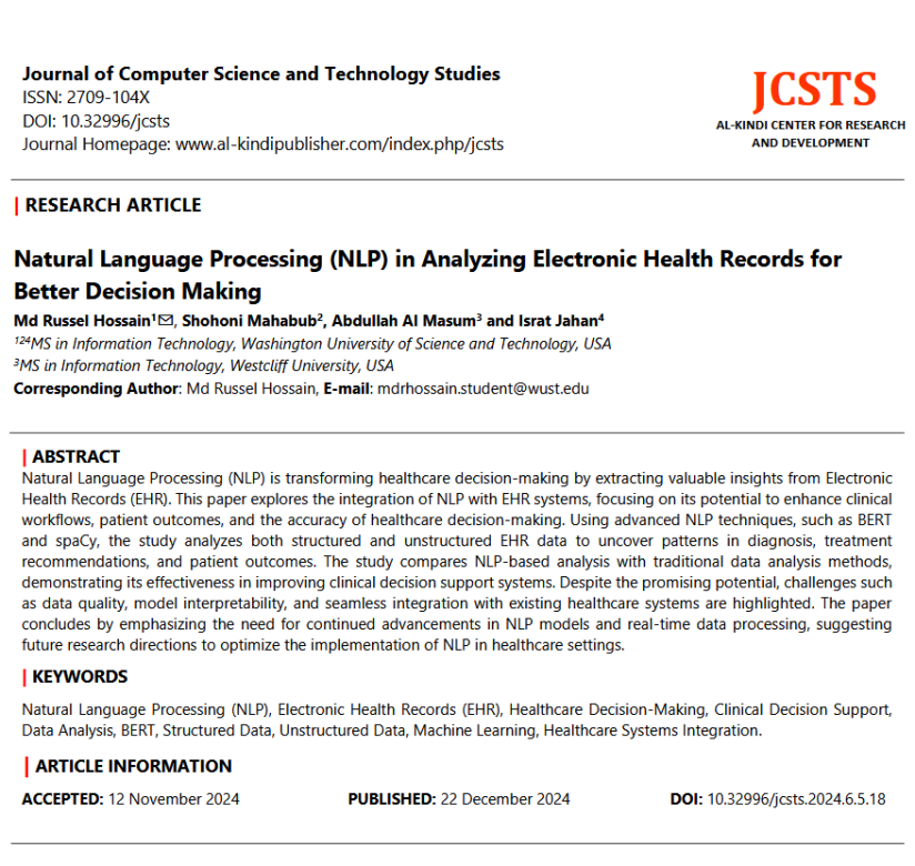 Natural Language Processing (NLP) in Analyzing Electronic Health Records for Better Decision Making