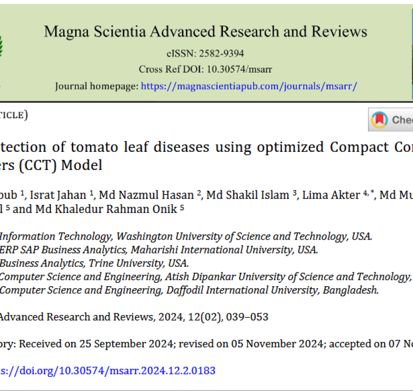 Object detection and classification of tomato leaf disease using advanced deep learning model.