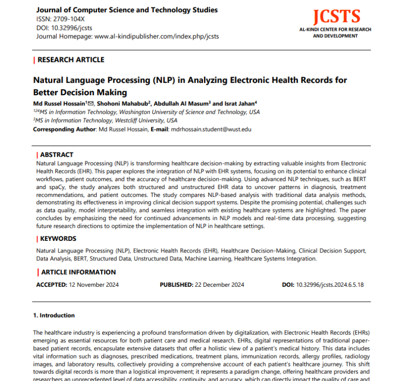 Natural Language Processing (NLP) in Analyzing Electronic Health Records for Better Decision Making