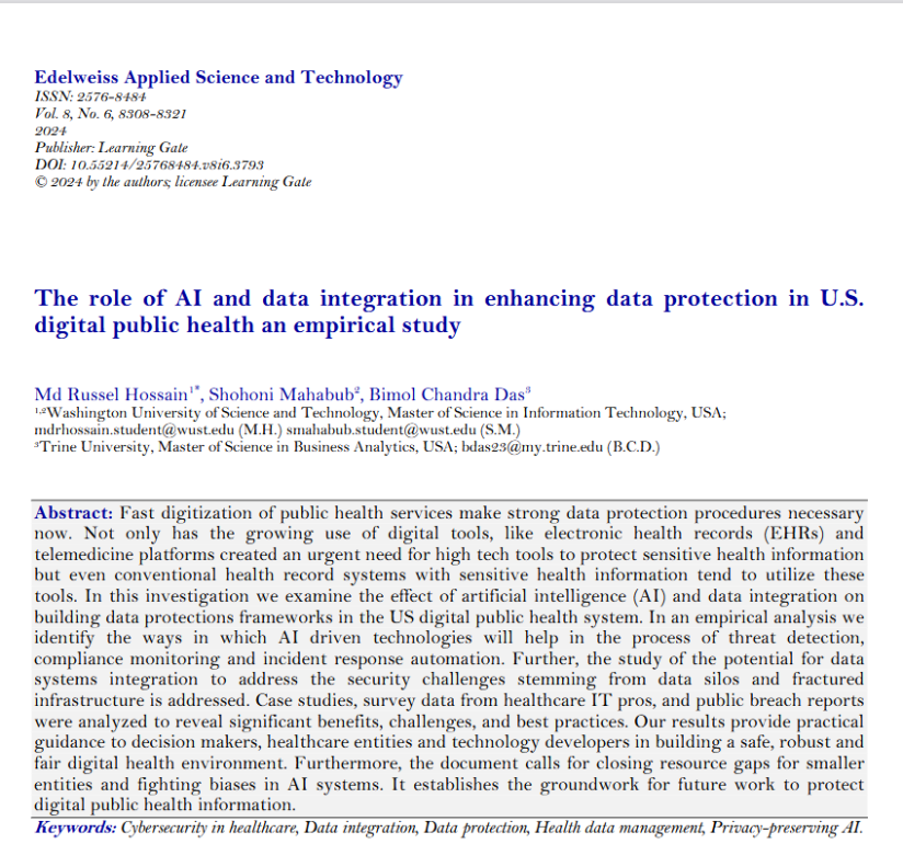 The role of AI and data integration in enhancing data protection in U.S. digital public health an empirical study